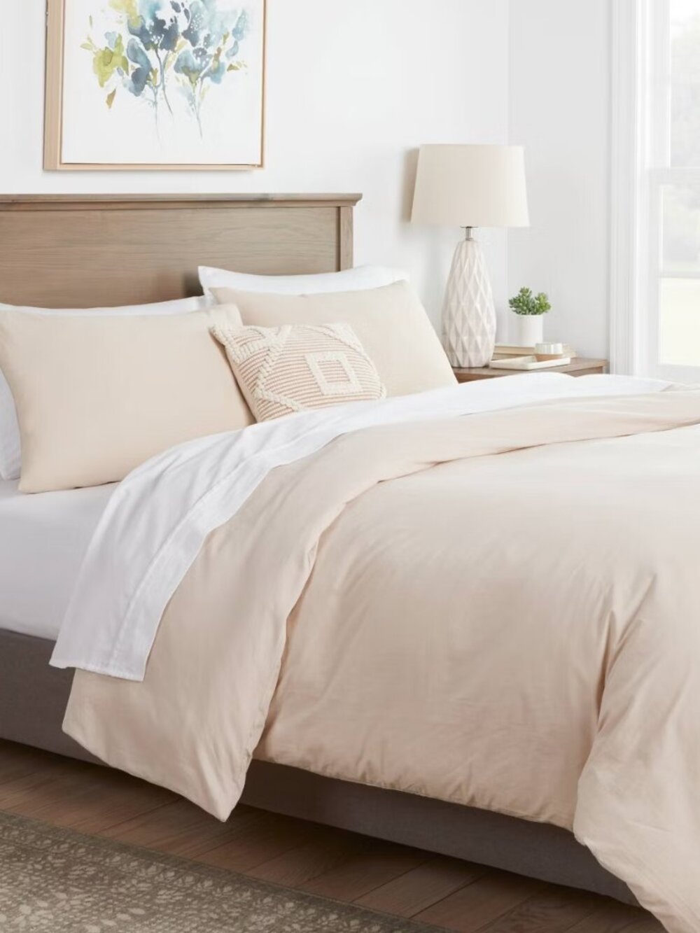 NWT 3pc Queen Cotton Sateen Duvet Cover and Sham Set Khaki - Threshold™